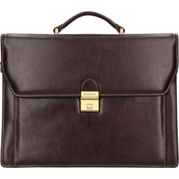 Pánska kožená aktovka Katana Hugo - tmavo hnedá 46447444