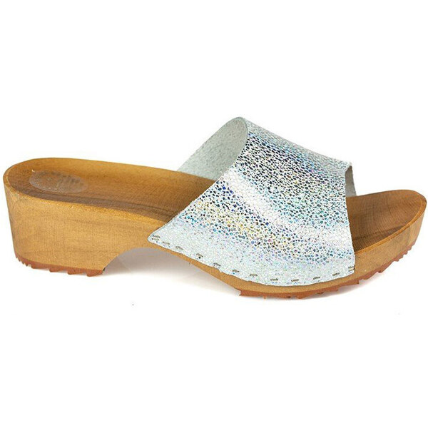 Glara Strieborné dámske dreváky 39531742