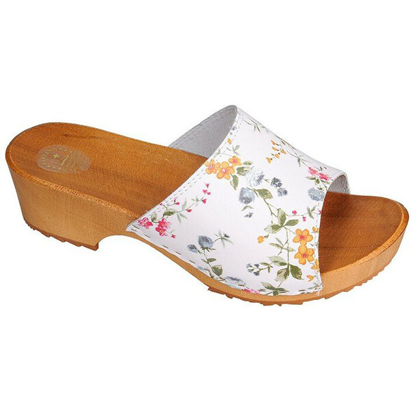 Glara Dámske kvetinové dreváky z pravej kože 39531743