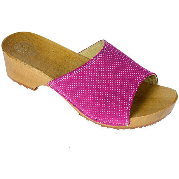 Glara Ružové dreváky z pravej kože 39543825