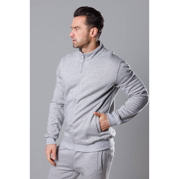 J.STYLE Svetlosivá pánska mikina so stojačikom (68B2002-2) 41244660