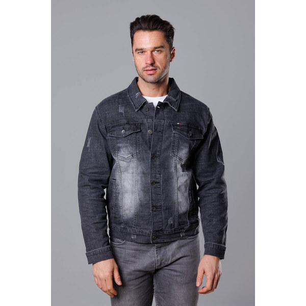 J.STYLE Čierna pánska džínsová bunda (MJ525N) 41244884