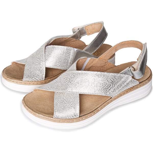 Vlnka Dámske kožené sandále Darina strieborná veľkosti obuvi - dospelí 39611677