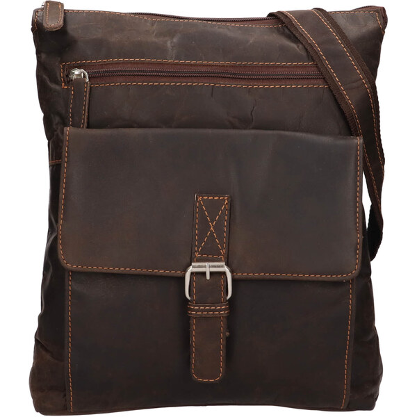 Pánska kožená taška cez rameno Greenwood Amsier - tmavo hnedá 39664473