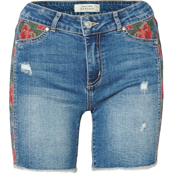 KOROSHI Džínsy modrá denim / zelená / červená 54244388