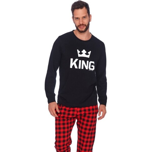 DOCTOR NAP Čierno-červené dlhé pyžamo KING 40727056