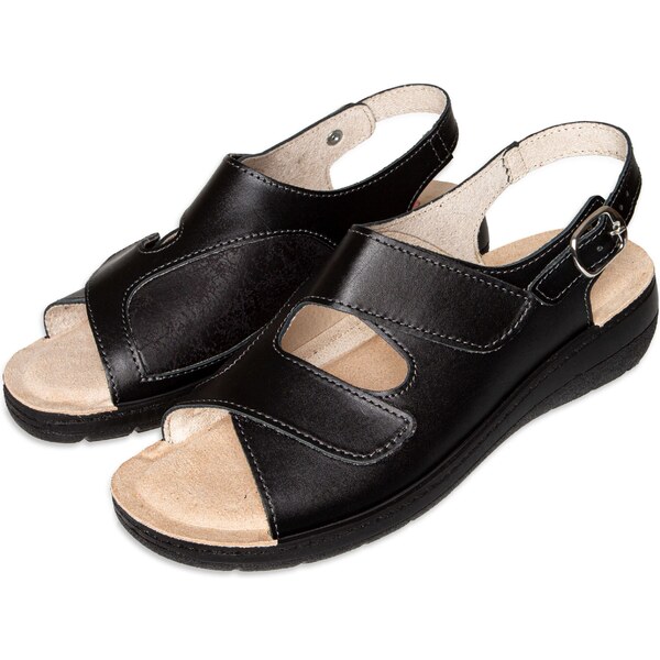 Vlnka Dámske kožené sandále na hallux Soňa čierna veľkosti obuvi - 40736823