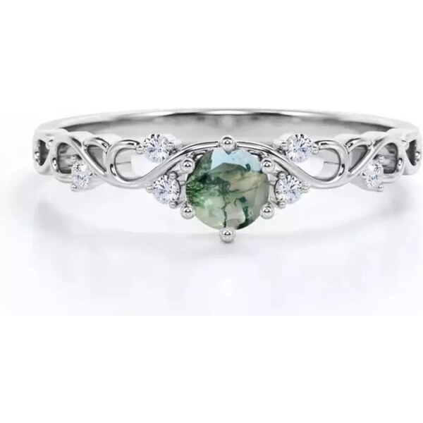 Olivie Strieborný prsteň MACHOVÝ ACHÁT 7374 40765134