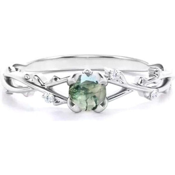 Olivie Strieborný prsteň MACHOVÝ ACHÁT 7377 40765137