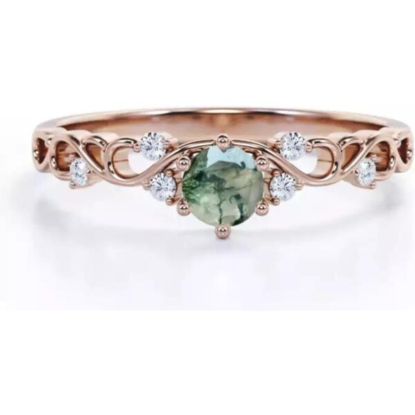 Olivie Strieborný prsteň MACHOVÝ ACHÁT ROSE 7378 40765138