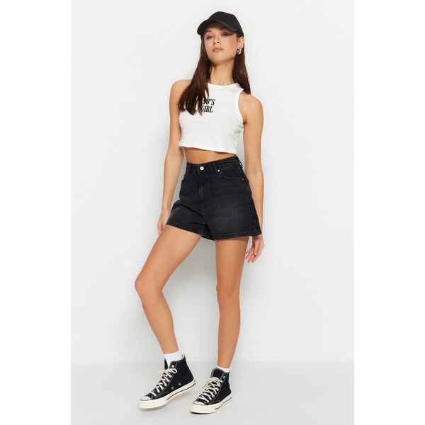 Trendyol Black High Waist Denim Shorts 50622255