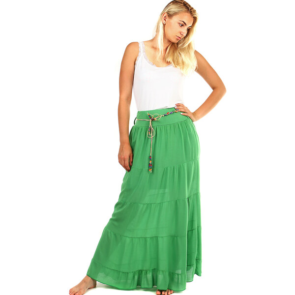 Glara Dlhá dámska maxi sukňa s elegantným opaskom 34561005