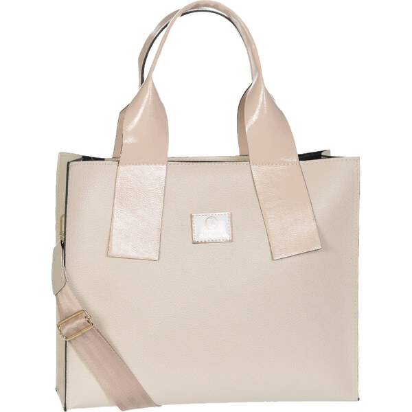 Elegantná väčšia béžová dámska kabelka do ruky S684 GROSSO 40805898