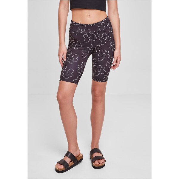 Urban Classics AOP Tech Cycle Womens High Waisted Shorts blackflower 50684844