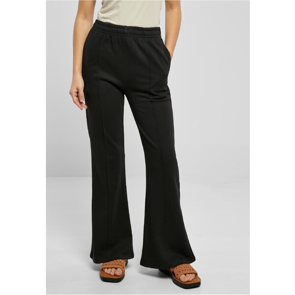 Urban Classics Womens Terry Flared Pin Tuck Pants Black 50683476