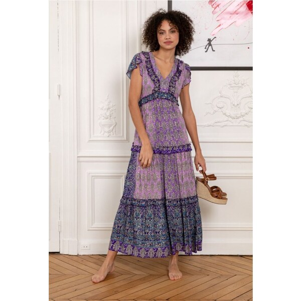 Last Queen Fialové maxi šaty 40851258