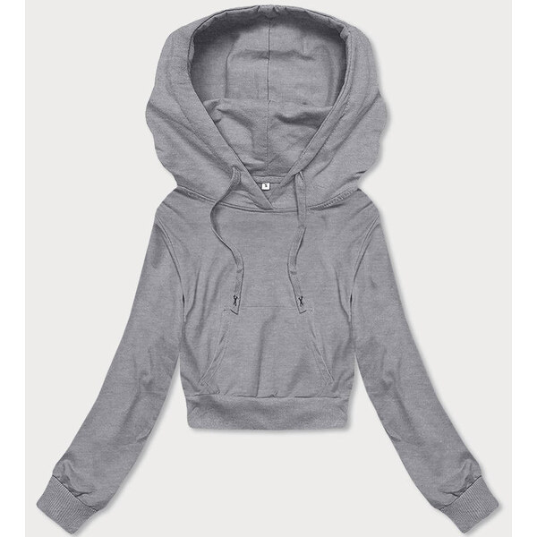 J.STYLE Svetlosivá krátka tepláková mikina s kapucňou (8B939-2) 41247275