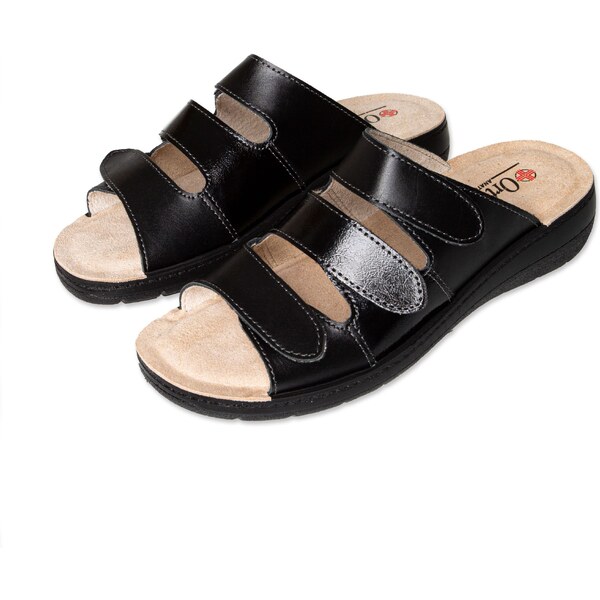 Vlnka Dámske anatomické kožené šľapky Simona čierna veľkosti obuvi - 39698688