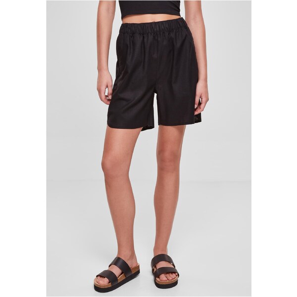 Urban Classics Womens Linen Mixed Shorts - Black 50659409