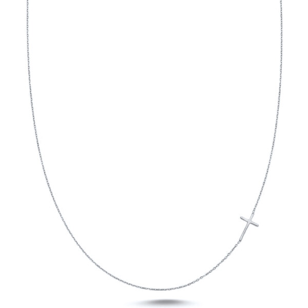 Lillian Vassago Náhrdelník s krížikom naležato, biele zlato LLV46 55607376
