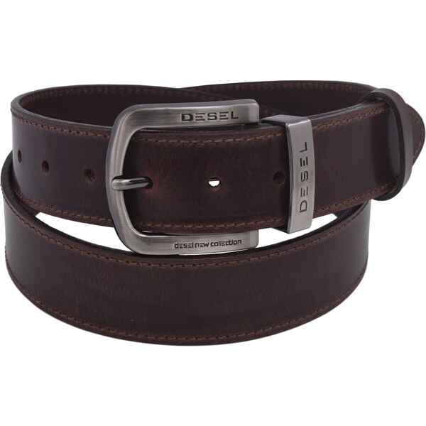 Mercucio Pánsky kožený opasok 740-40-83 tmavohnedý šitý pracka Desel 64508191