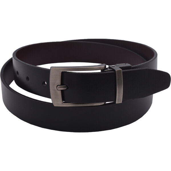 Mercucio Pánsky kožený opasok obratový 752-30-01 čierny/tmavohnedý 64508267