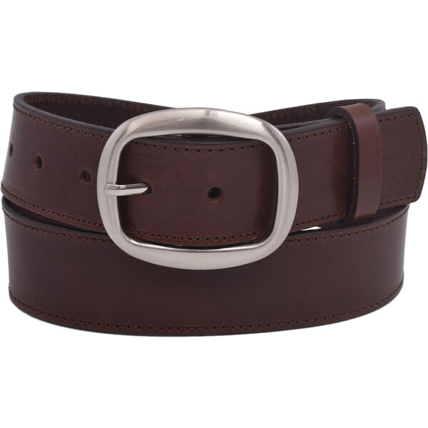 Mercucio Kožený dámsky opasok 724-40-14 tmavohnedý šitý pracka Matilda 64507555