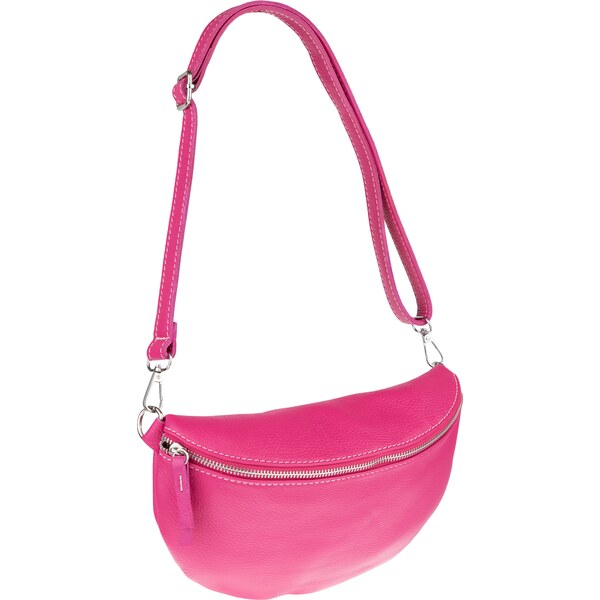 Ružová kožená talianska crossbody kabelka Reni Grande Fuxia 40924445