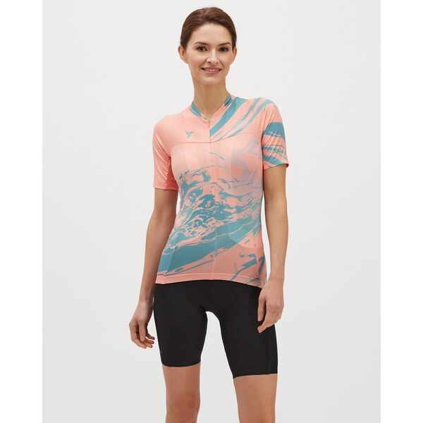 Dámsky cyklo dres Silvini Catirina koralová/tyrkysová 43191676