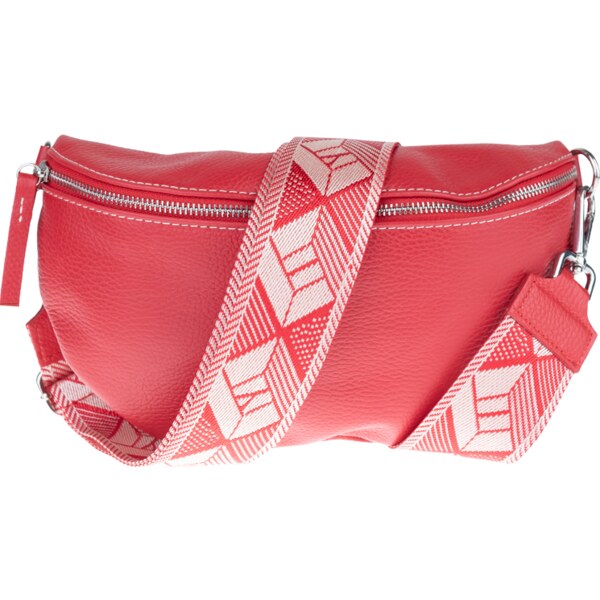 Červená kožená talianska crossbody kabelka Reni Grande Rossa s 40927384