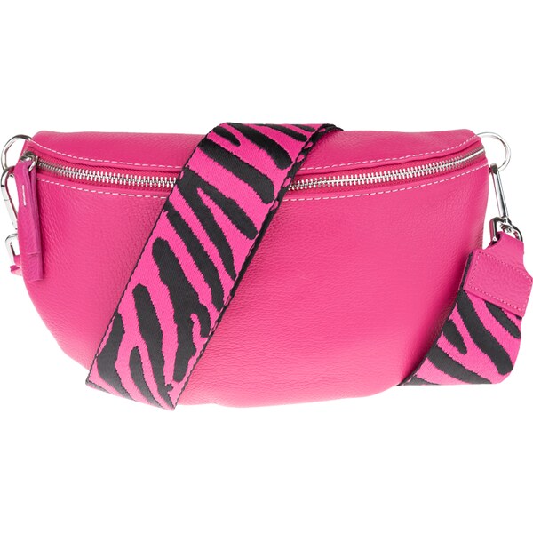 Ružová kožená talianska crossbody kabelka Reni Grande Fuxia s 40954080