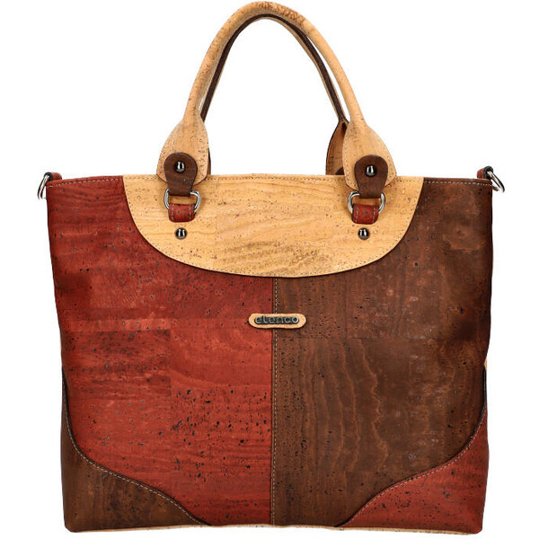 ELENCO Korková dámska kabelka do ruky 811MS tehlovo hnedá 40954113