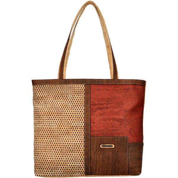 ELENCO Korková dámska kabelka cez rameno 825MS tehlovo hnedá 40954104