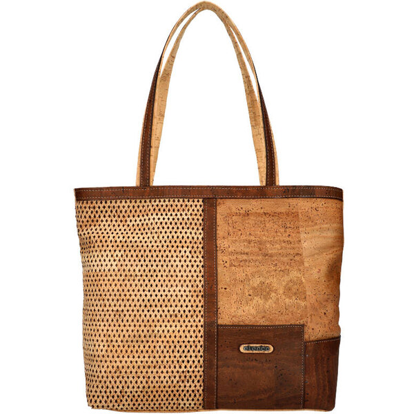 ELENCO Korková dámska kabelka cez rameno 825MS prírodne hnedá 40954106