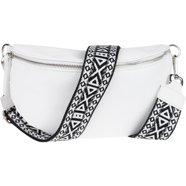 Biela kožená talianska crossbody kabelka Reni Grande Bianca s 40954081