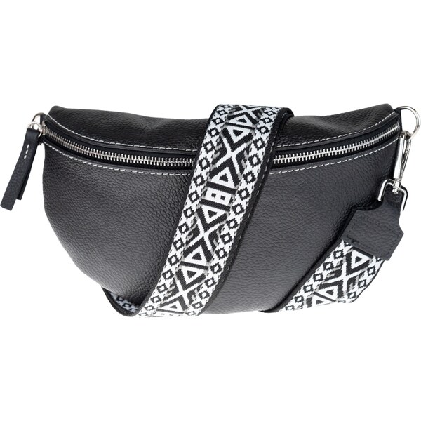 Čierna kožená talianska crossbody kabelka Reni Grande Nera s prídavným 40980245