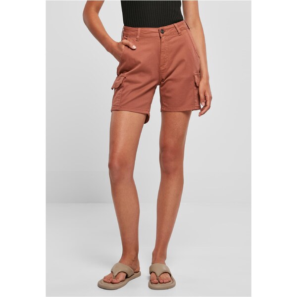 Urban Classics Womens Terracotta Cargo Shorts with High Waist 50543113