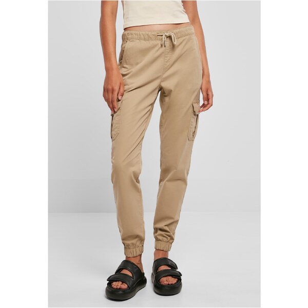 Urban Classics Womens High Waisted Cargo Tracksuit Pants Unionbeige 50670242