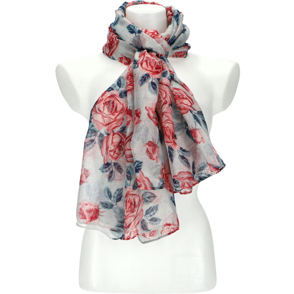 Cashmere Dámska letná šatka v motíve ruží 177x72 cm ružová 41086086