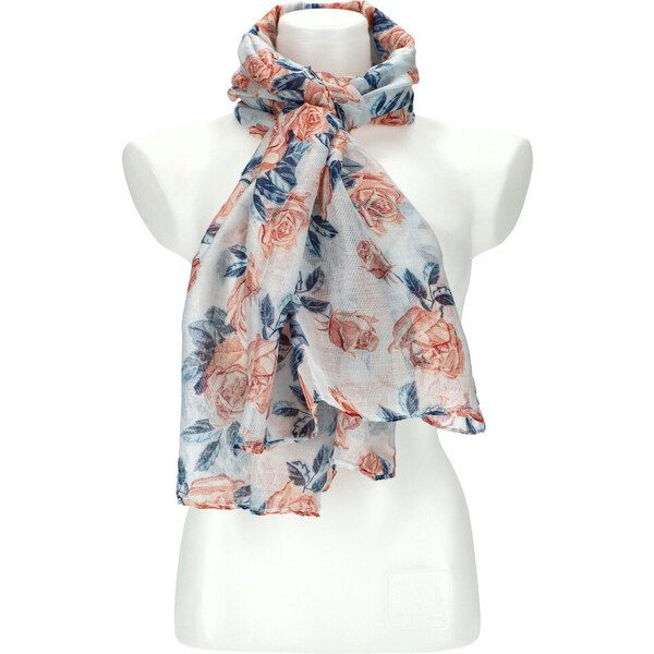 Cashmere Dámska letná šatka v motíve ruží 177x72 cm tmavo modrá 41086087