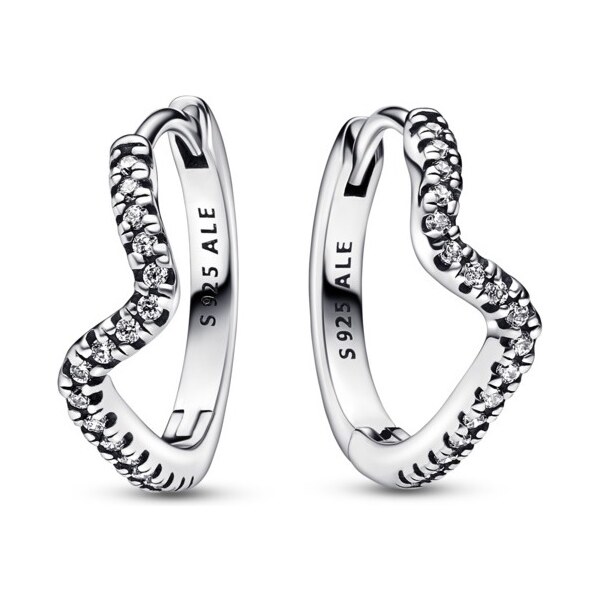 Pandora Strieborné zvlnené kruhy so zirkónmi Timeless 292545C01 66594192