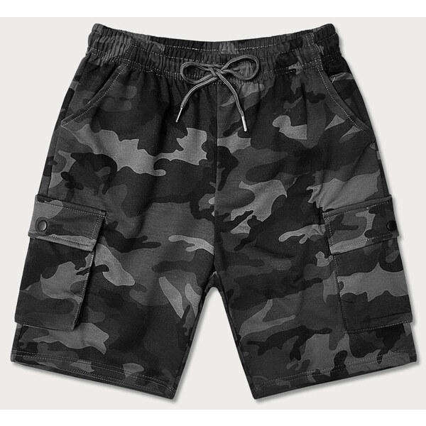 J.STYLE Tmavosivé pánske maskáčové kraťasy (8K282-2) 41249969