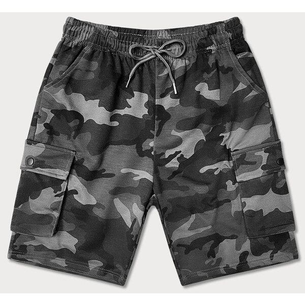 J.STYLE Svetlosivé pánske maskáčové kraťasy (8K282-2) 41249971