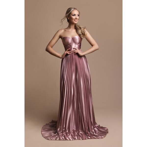 miadresses.sk Ružové spoločenské šaty s plisovanou sukňou 41127154