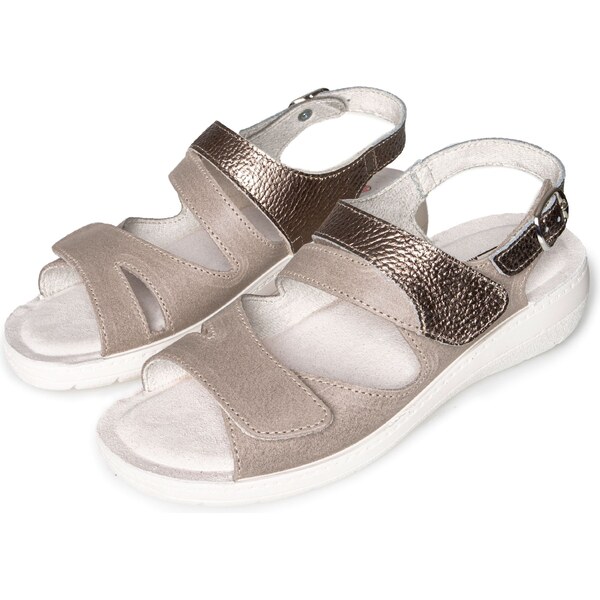 Vlnka Dámske anatomické kožené sandále Hana sivá veľkosti obuvi - 41154384