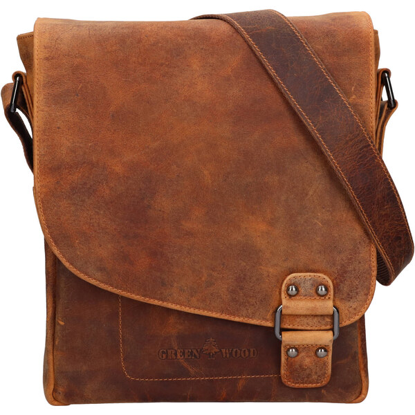 Pánska kožená taška cez rameno Greenwood Eithan - svetlo hnedá 40978694