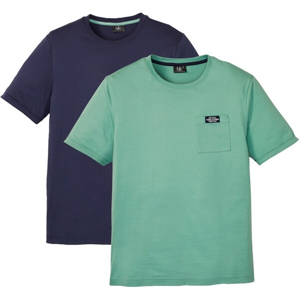 bonprix Tričko s vreckom (2 ks v balení), z bio bavlny, farba zelená 50407939