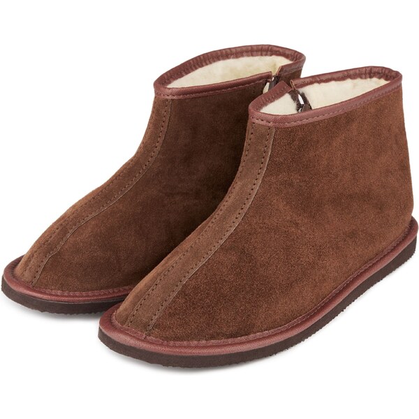 Vlnka Členkové kožené papuče s ovčou vlnou na zips veľkosti obuvi - 65061841