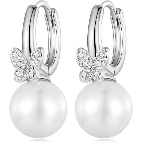 Olivie Strieborné náušnice MOTÝĽ S PERLOU 7422 41220794