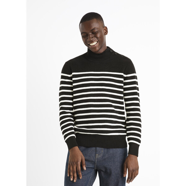 Čierny pánsky pruhovaný sveter Celio Denerio 50524747